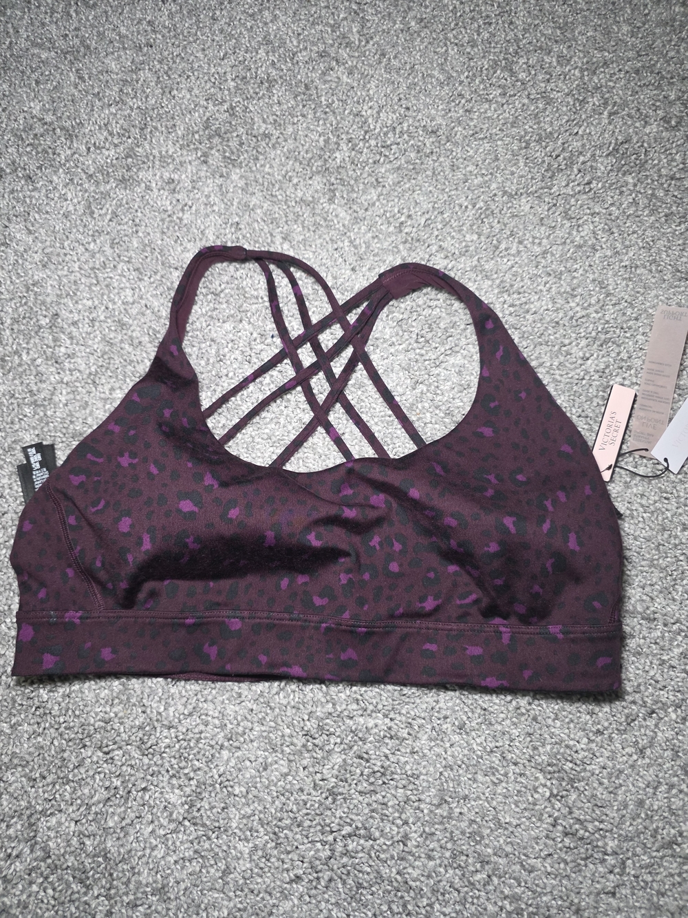 Victoria's Secret Plum Leopard Strappy Sports Bra